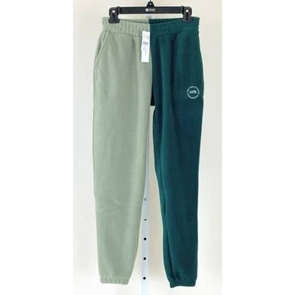 Topshop Colorblock Fleece Joggers Sweat Pants Sz 4-6 Two-Tone Green NWT - Picture 2 of 7
